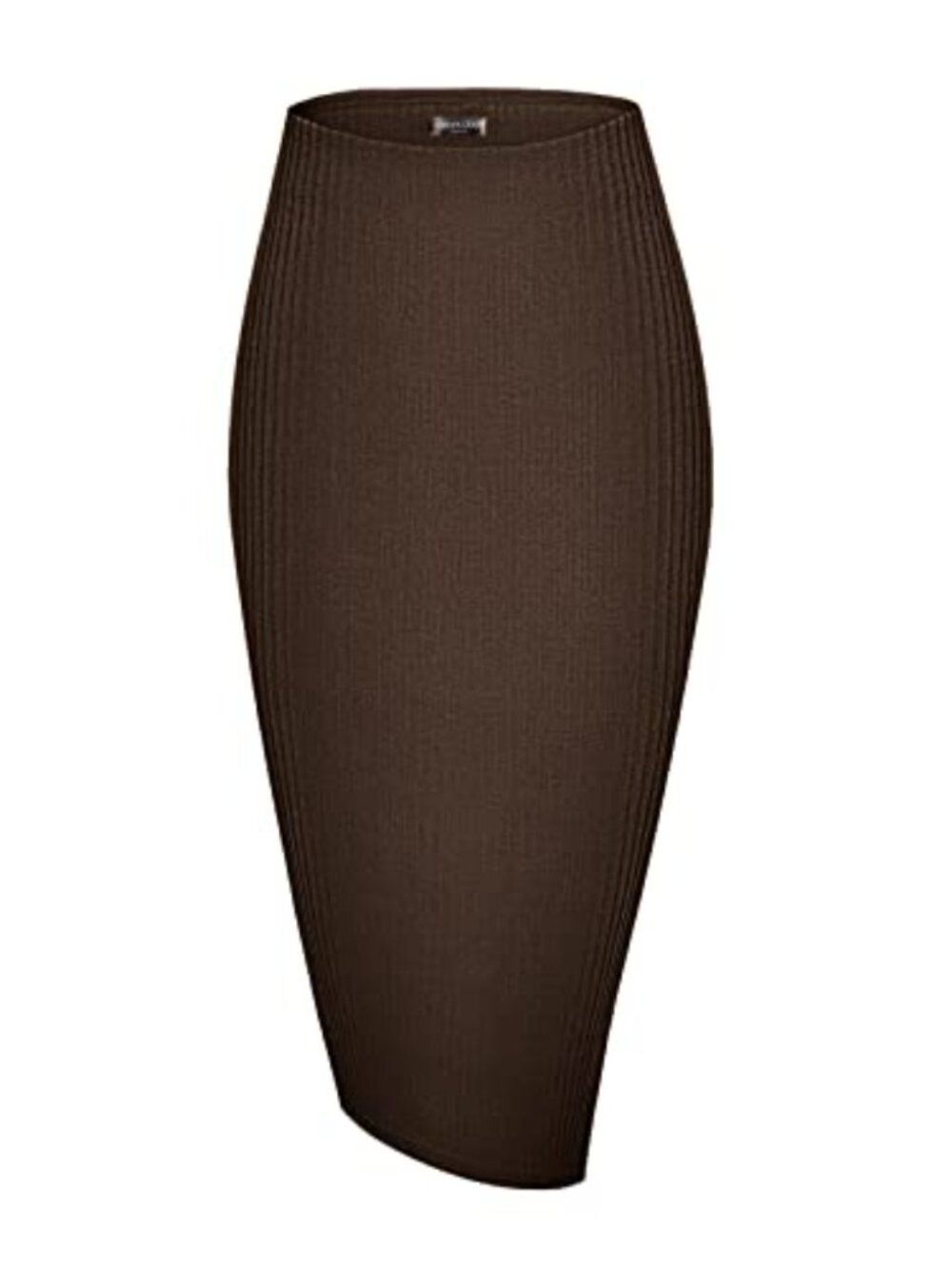 High Waist Ribbed Knit Pencil Skirt Knee Length Midi Tube Skirt